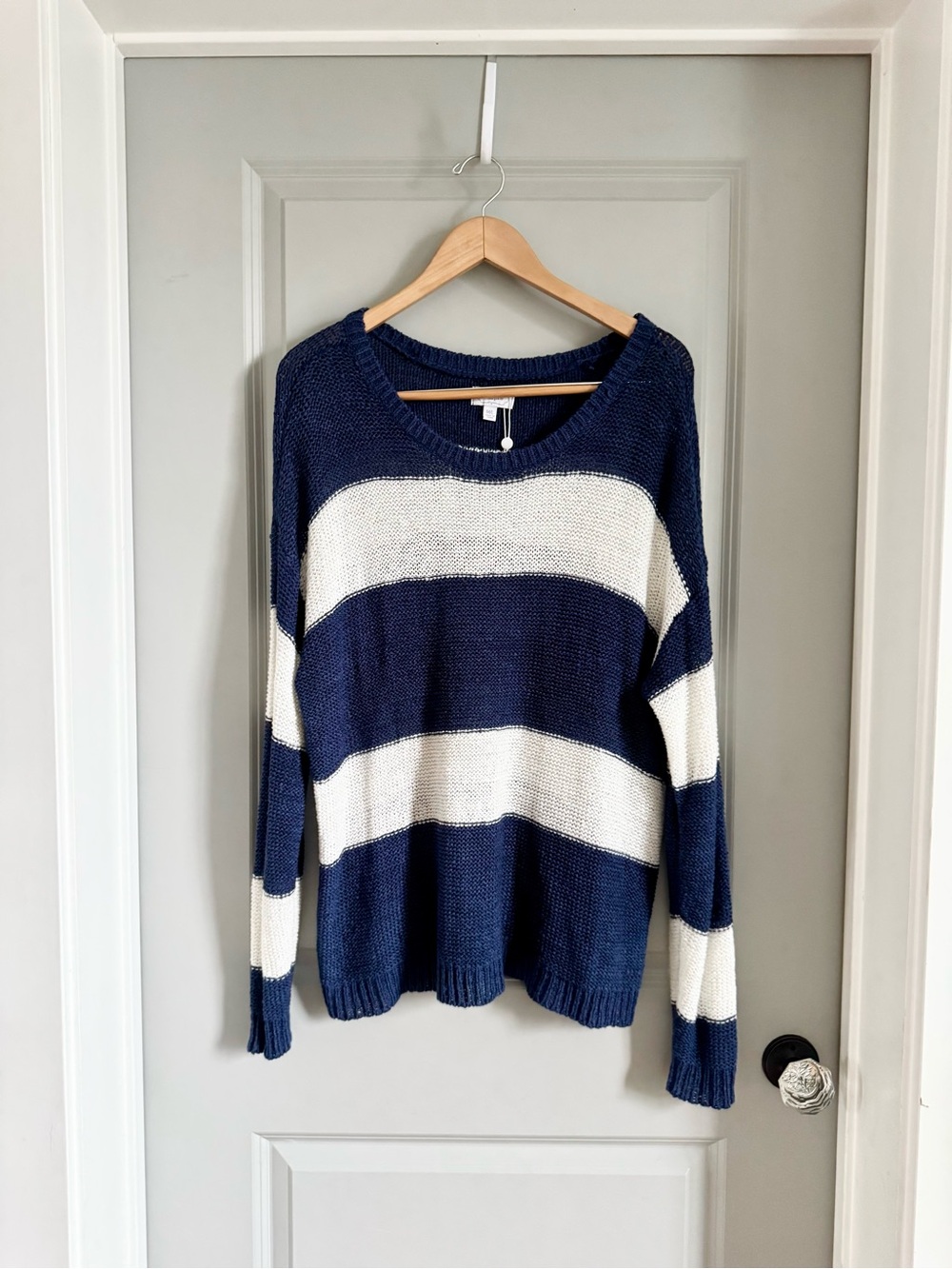 Mud Pie Navy and White Striped Relaxed Sweater